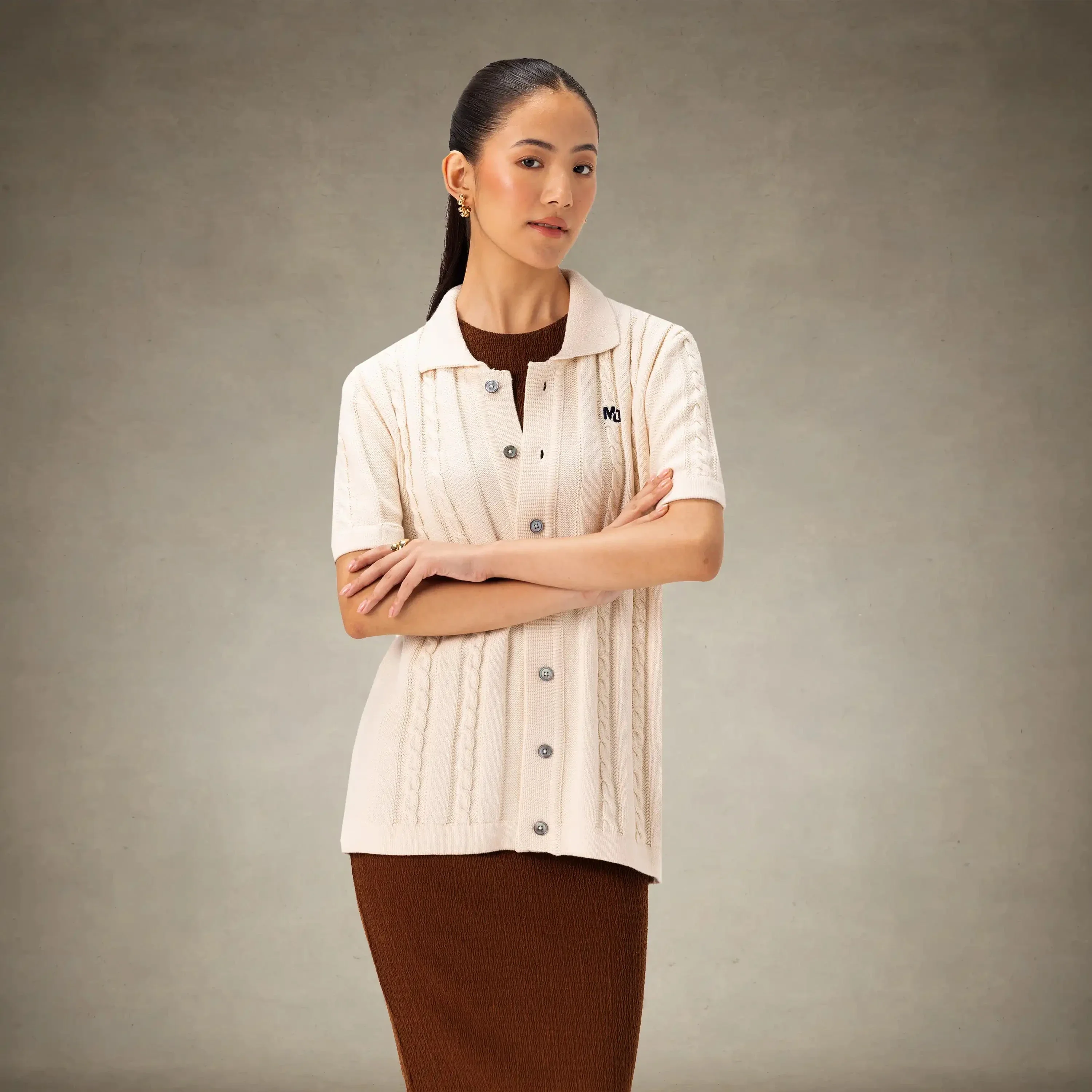 Women's JC Polo Cable Sweater - Image 20