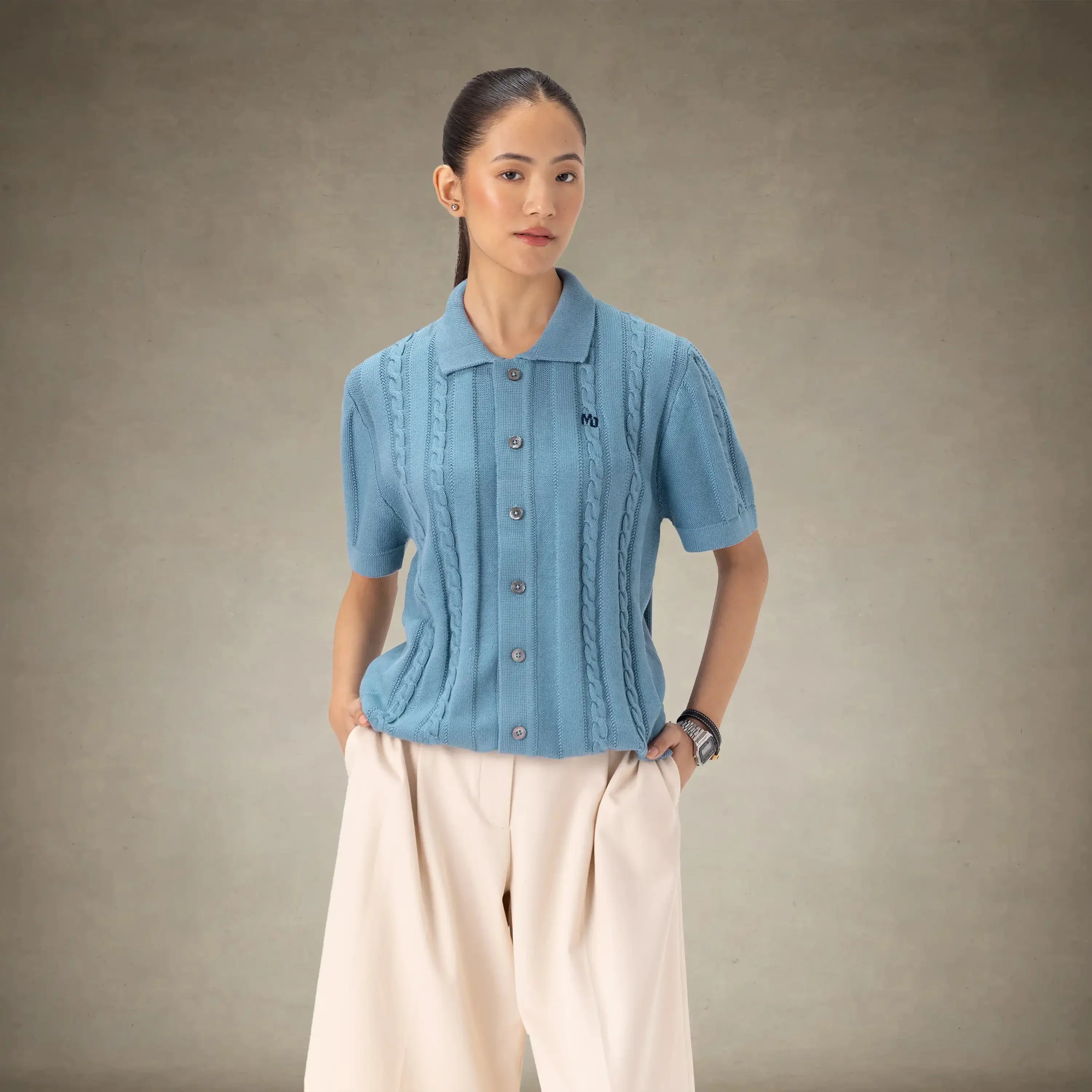 Women's JC Polo Cable Sweater - Image 5