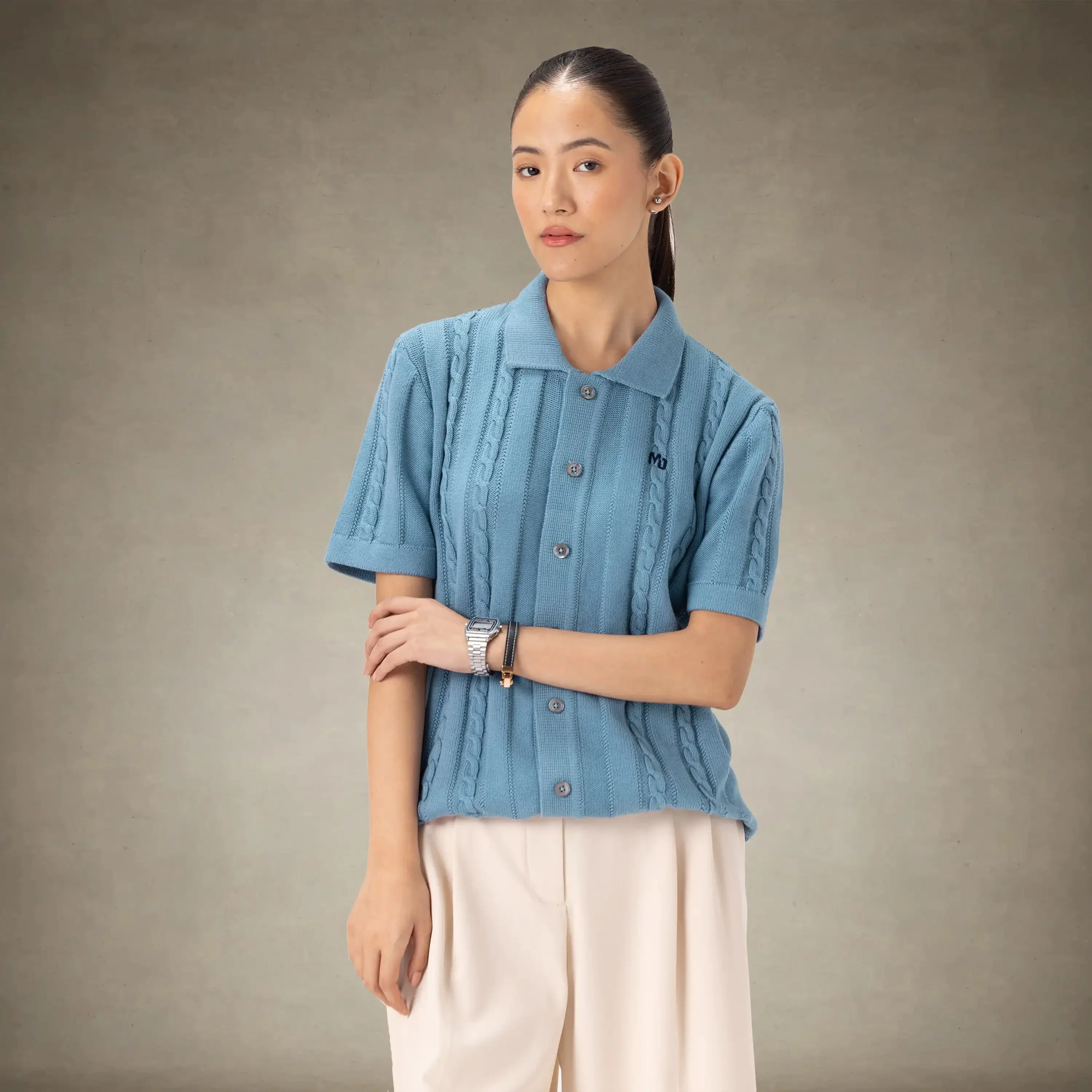 Women's JC Polo Cable Sweater - Image 7