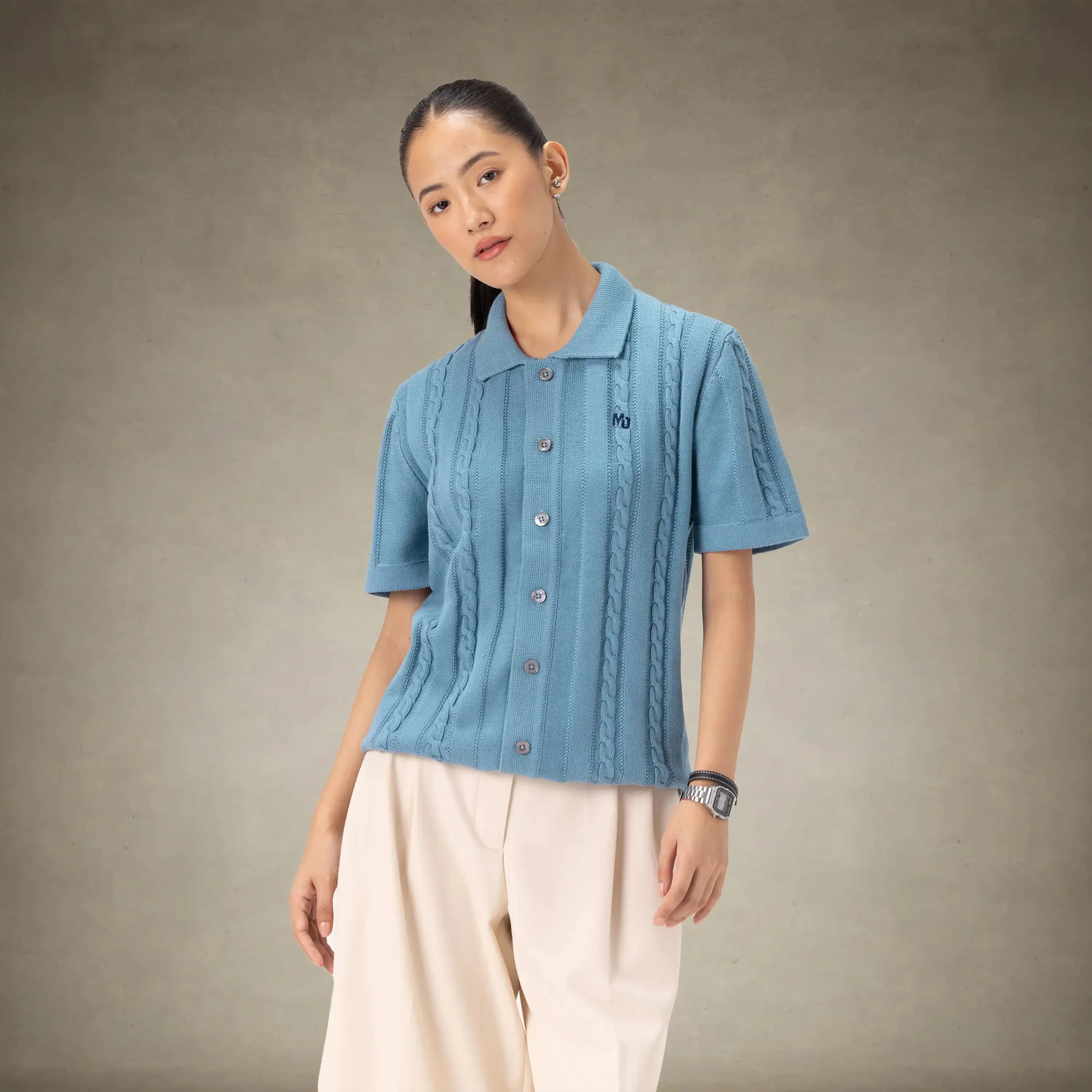 Women's JC Polo Cable Sweater - Image 8