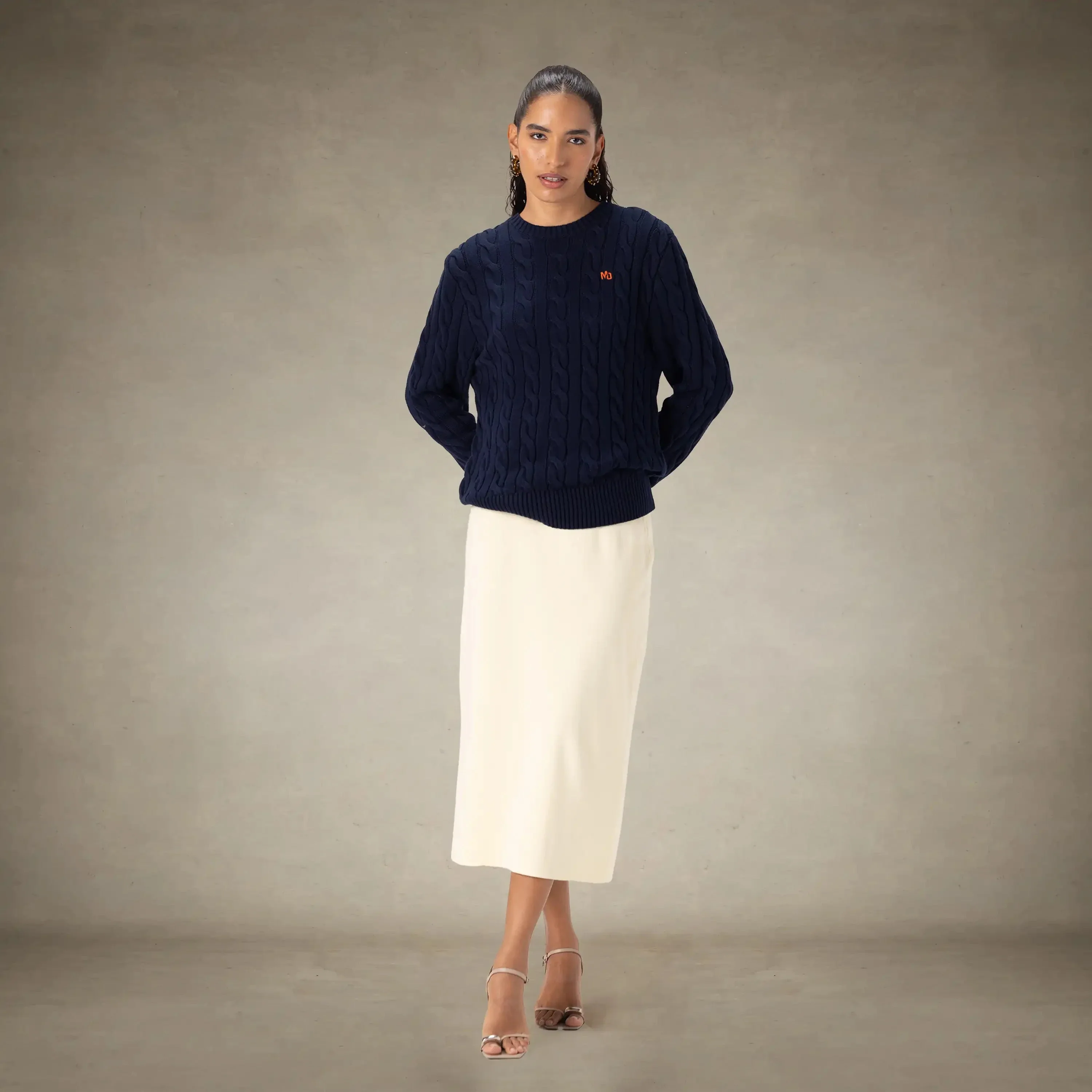 Women's Crew Neck Cable Sweater - Image 22