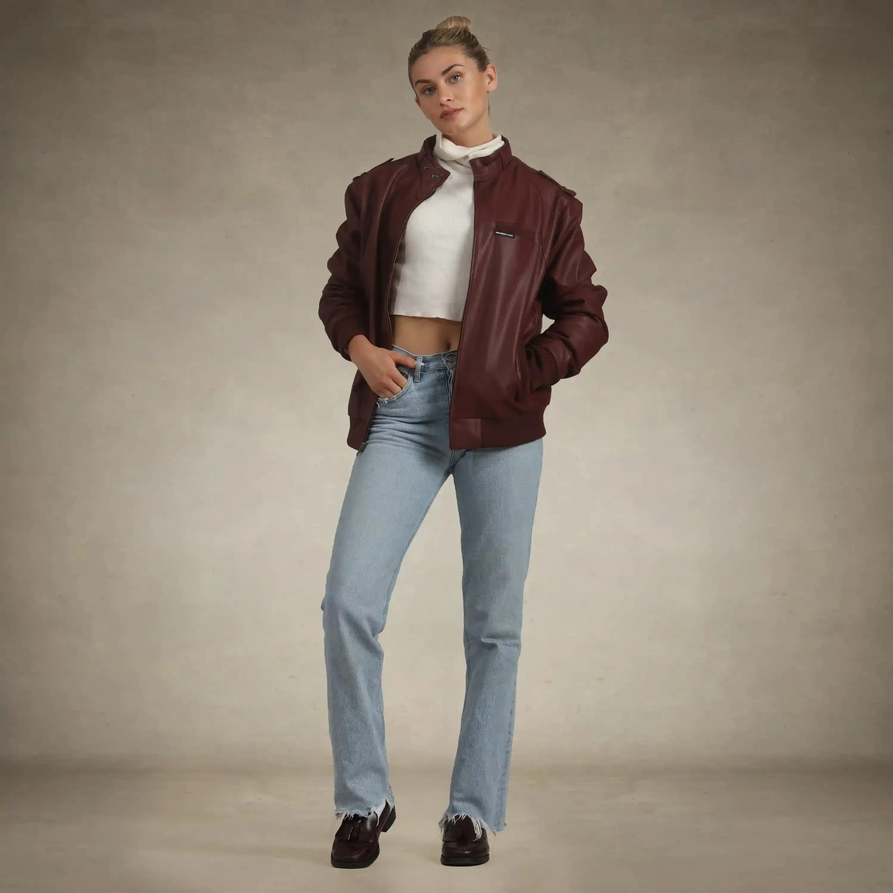 Women's Faux Leather Iconic Racer Oversized Jacket - Image 10