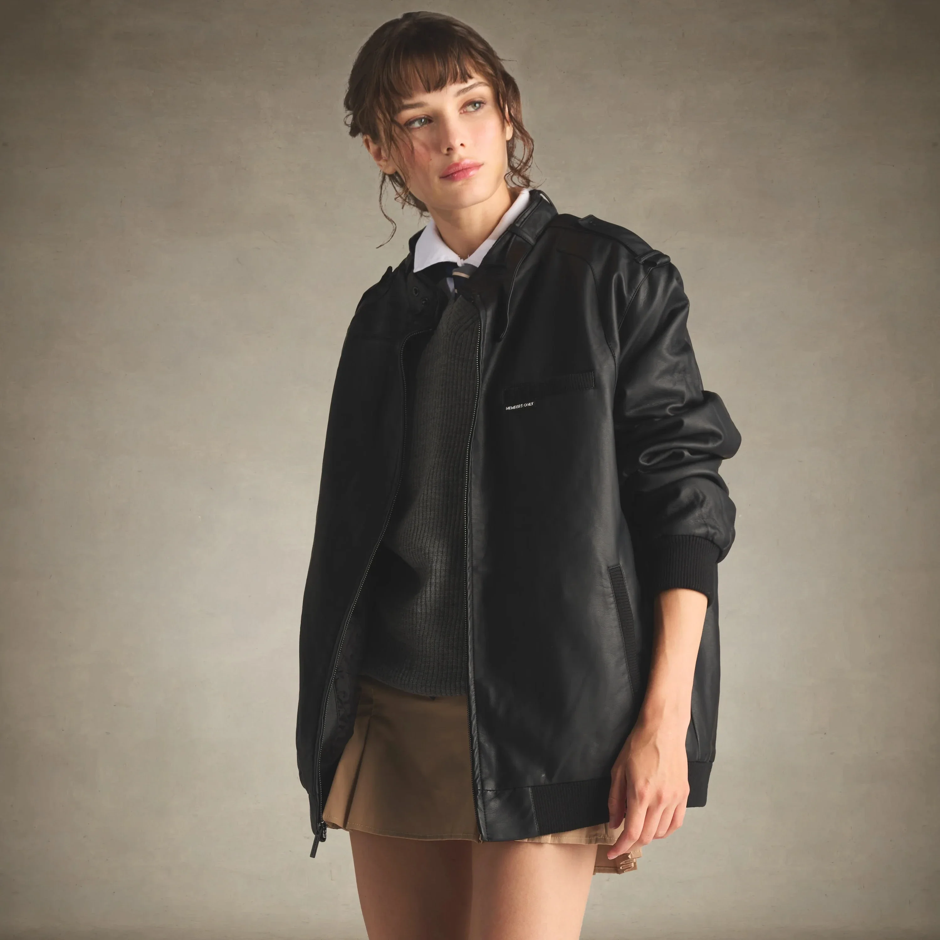 Women's Faux Leather Iconic Racer Oversized Jacket - Image 16