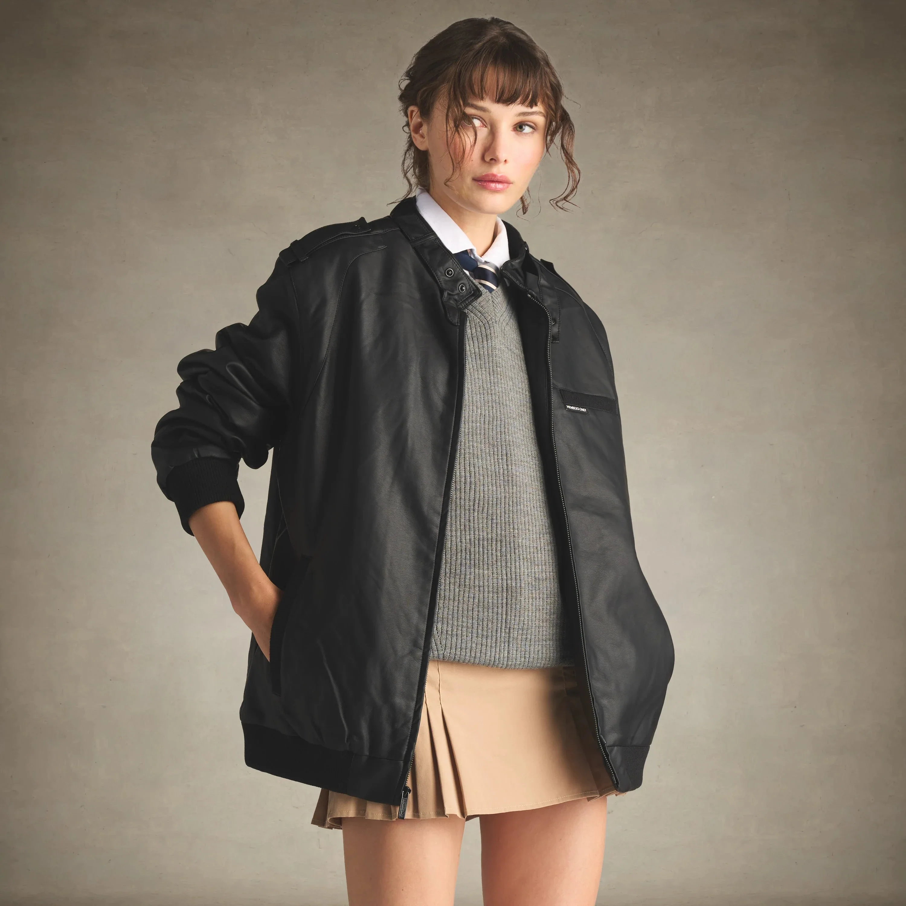 Women's Faux Leather Iconic Racer Oversized Jacket - Image 17