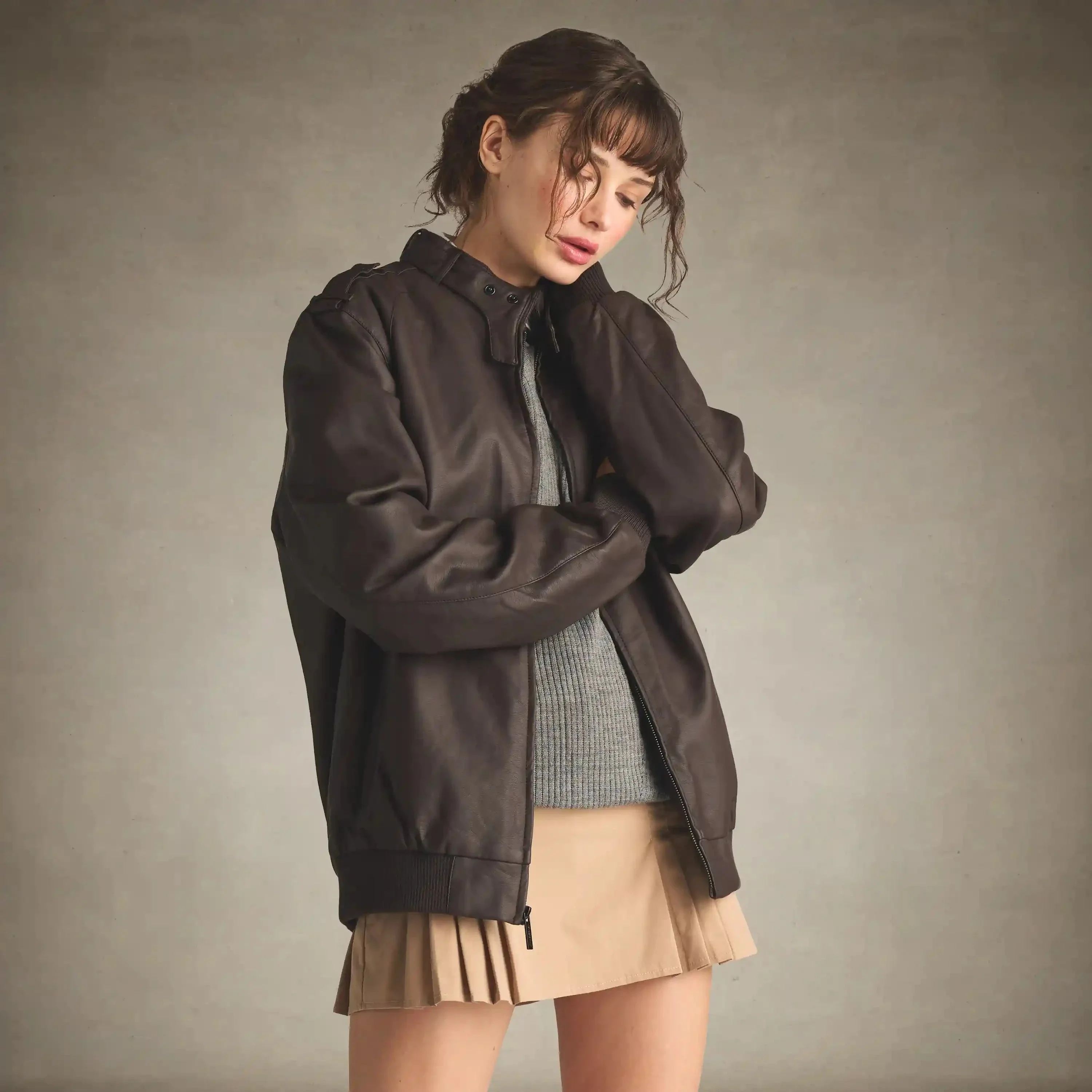 Women's Faux Leather Iconic Racer Oversized Jacket - Image 23