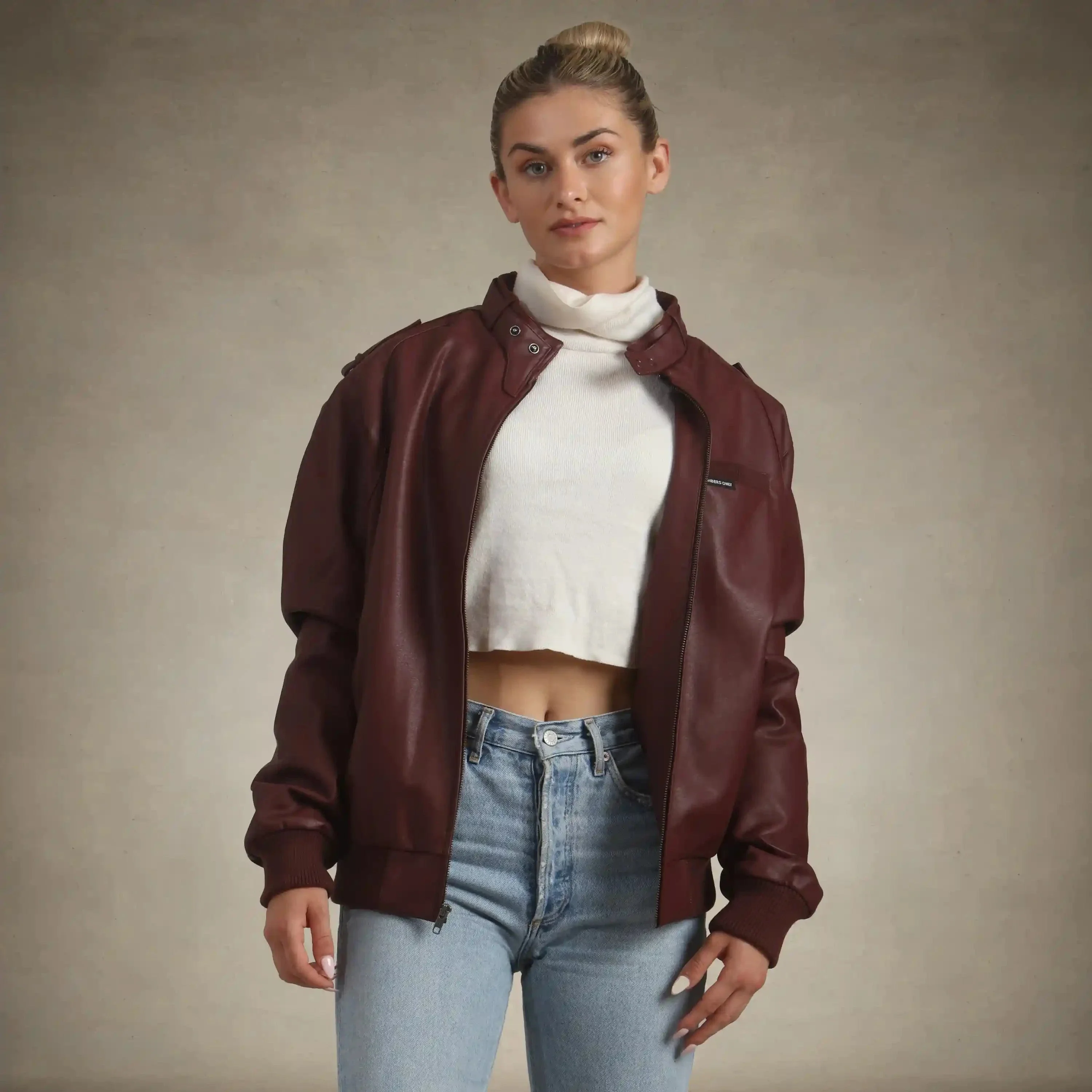 Women's Faux Leather Iconic Racer Oversized Jacket - Image 3