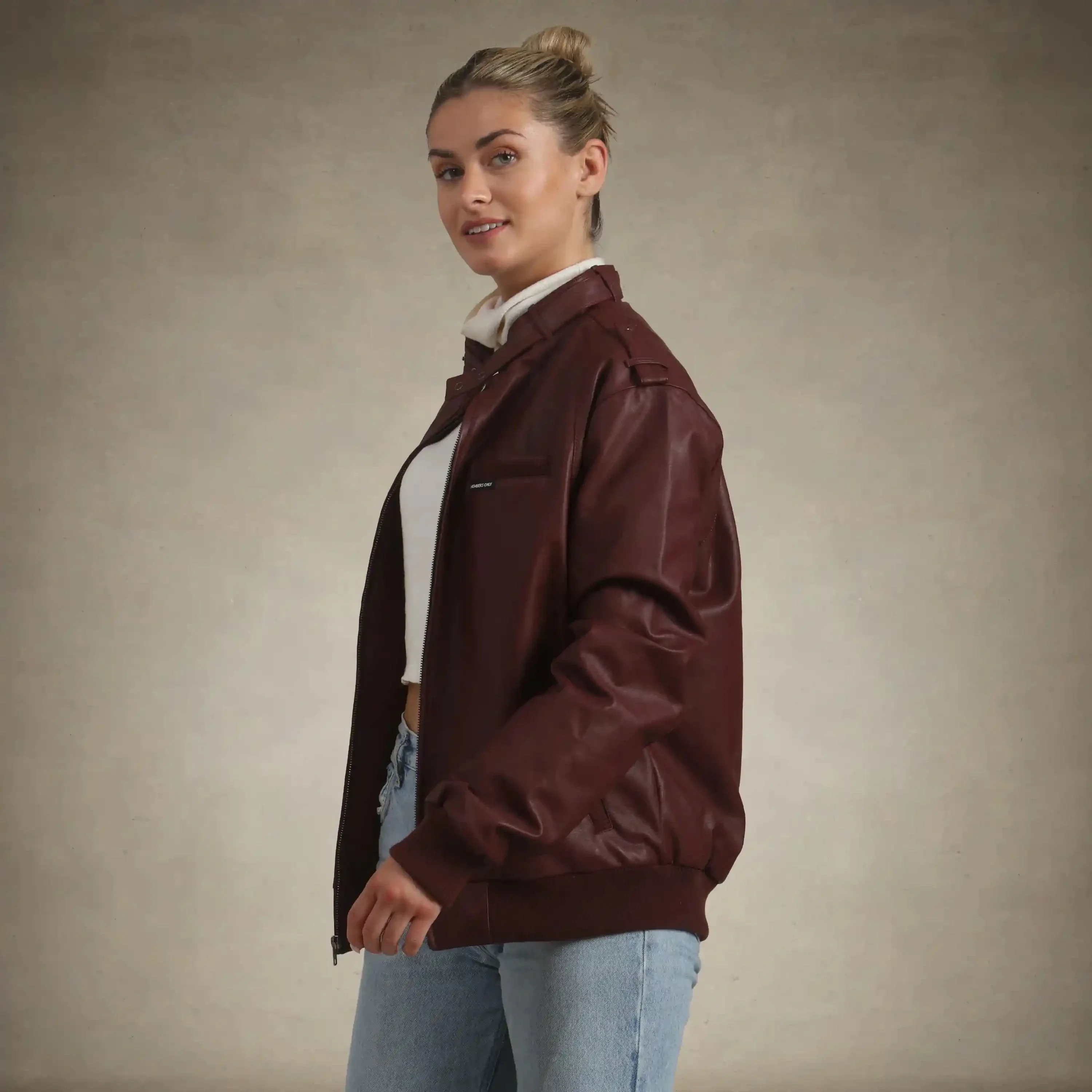 Women's Faux Leather Iconic Racer Oversized Jacket - Image 5