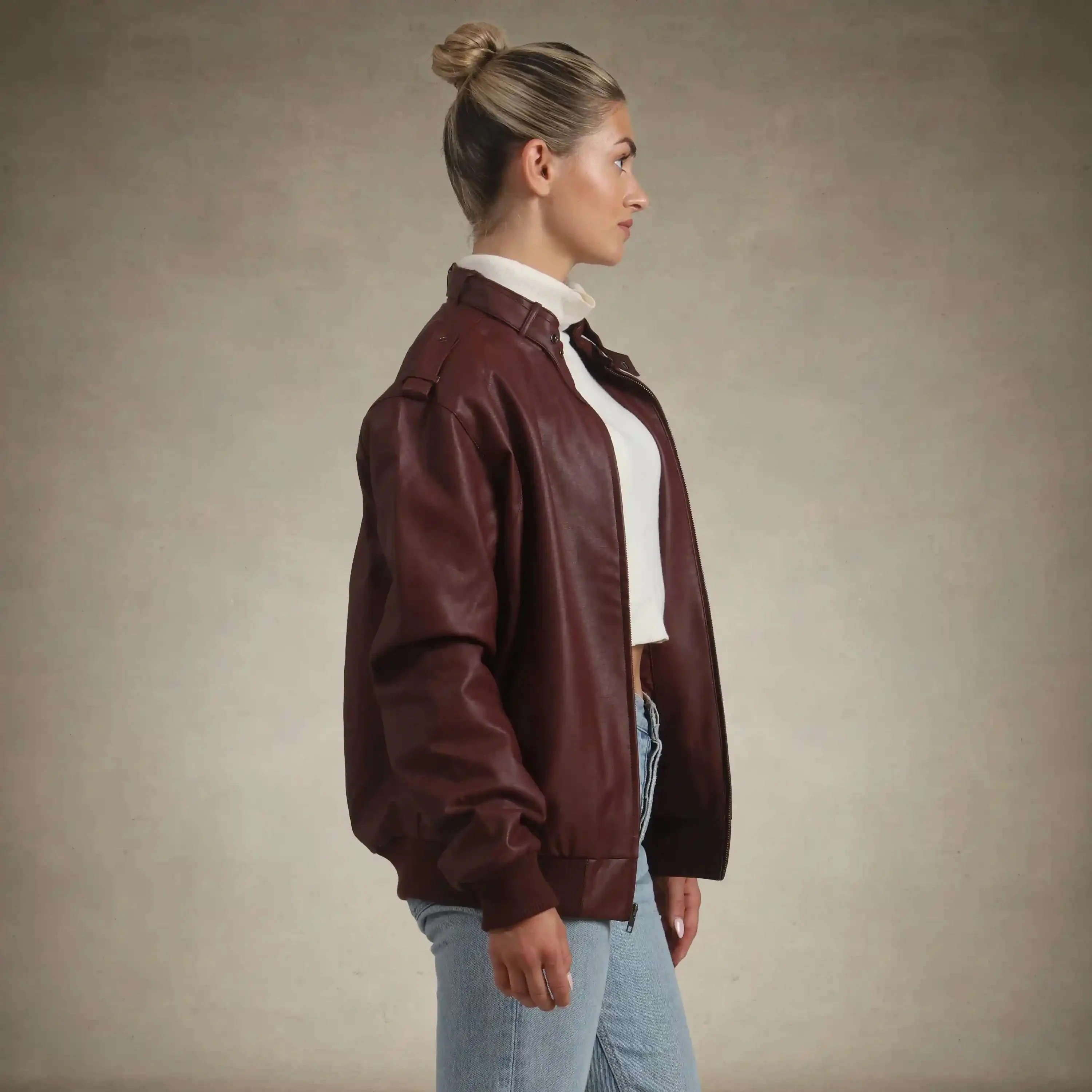 Women's Faux Leather Iconic Racer Oversized Jacket - Image 9