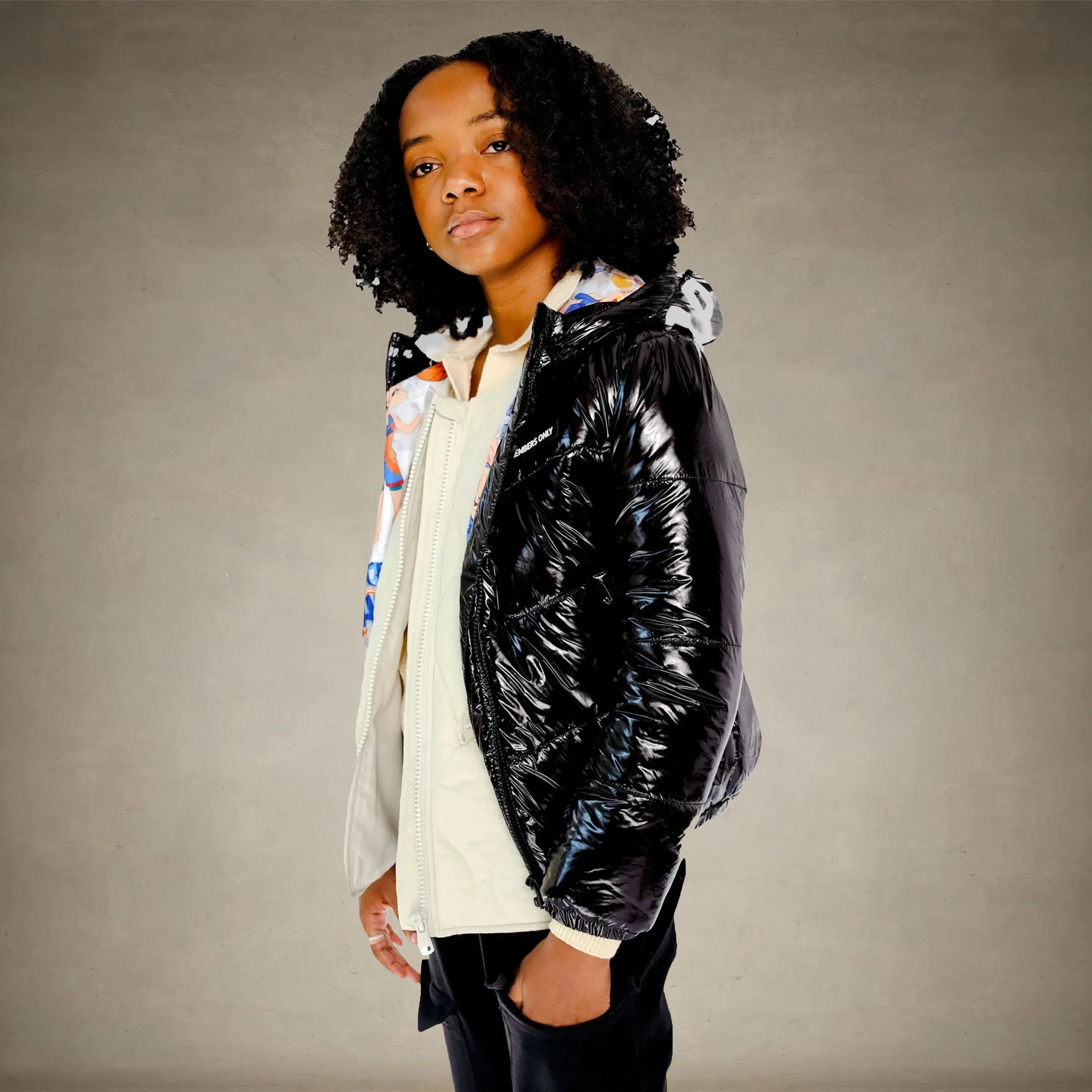 Girl's Cire Puffer with Mash Print Lining Jacket - FINAL SALE - Image 3