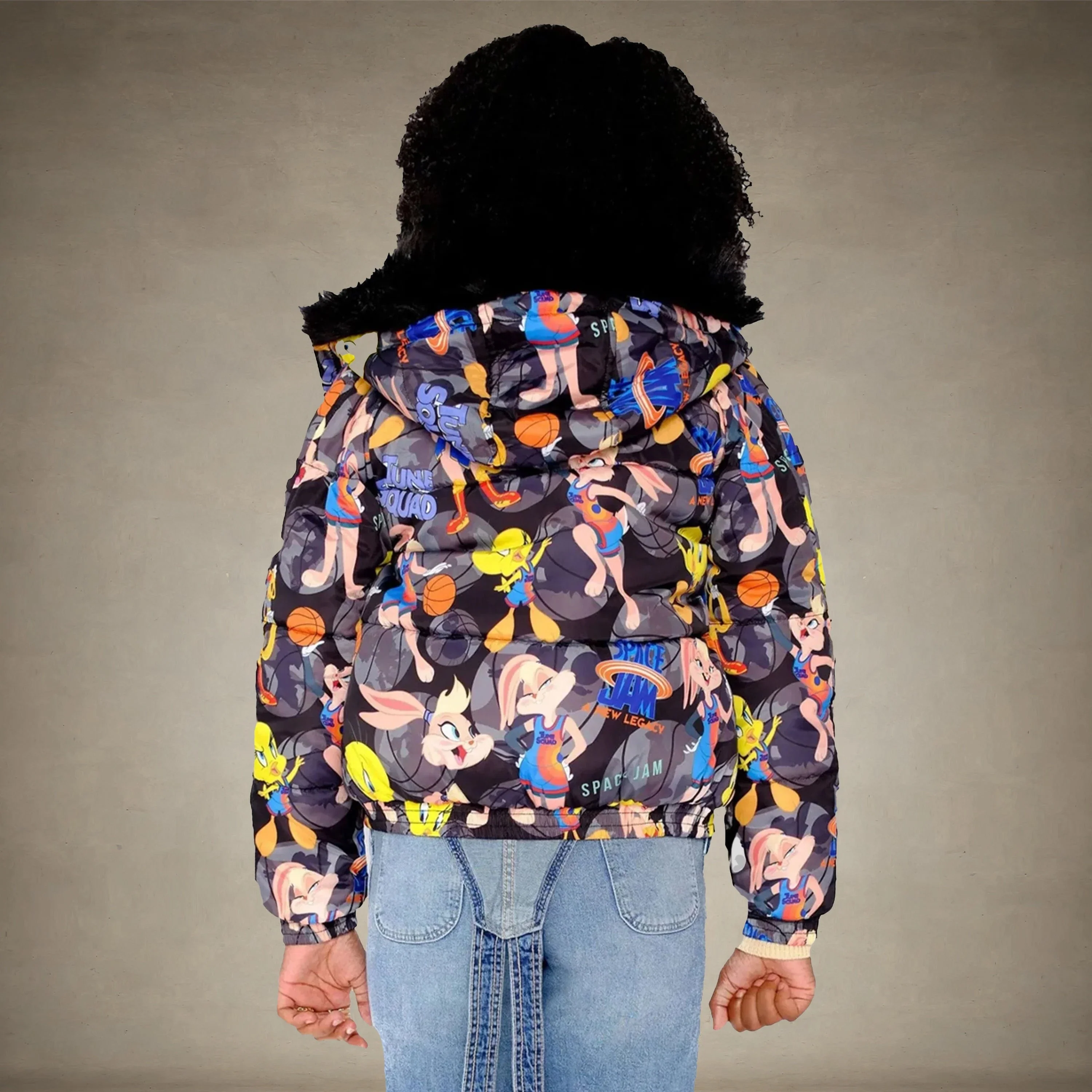 Girl's Heavy Quilted Puffer in New Looney Mash Jacket - FINAL SALE - Image 3
