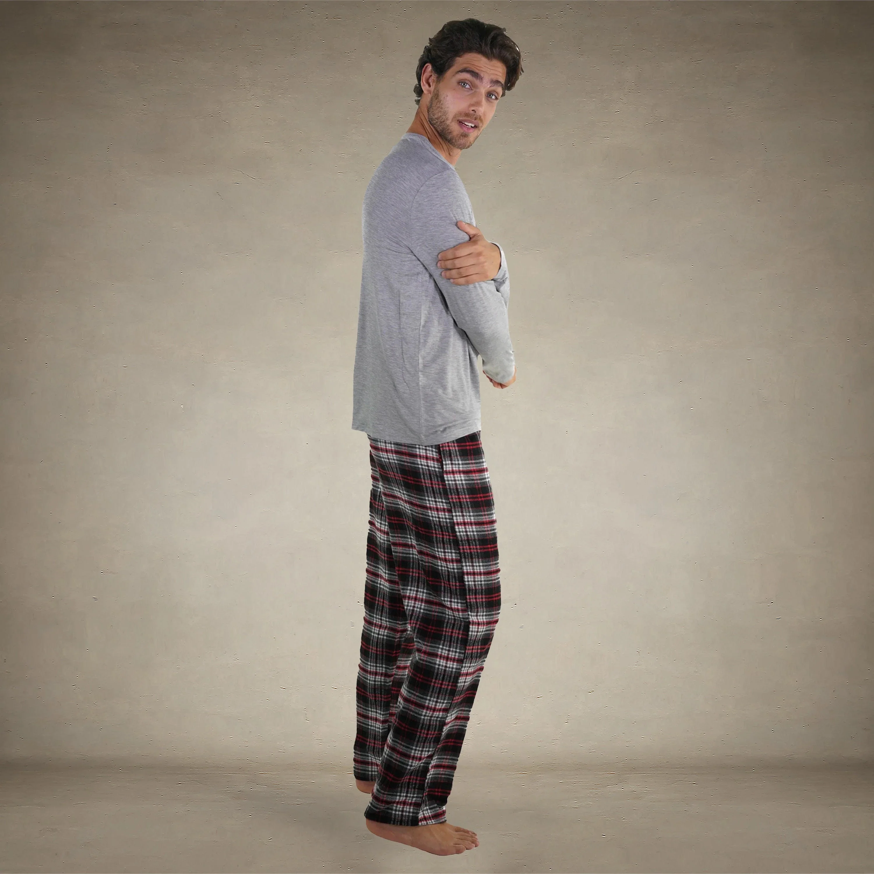 Men's Bamboo Rayon Long Sleeve Knit Sleep Shirt - Grey - FINAL SALE - Image 3