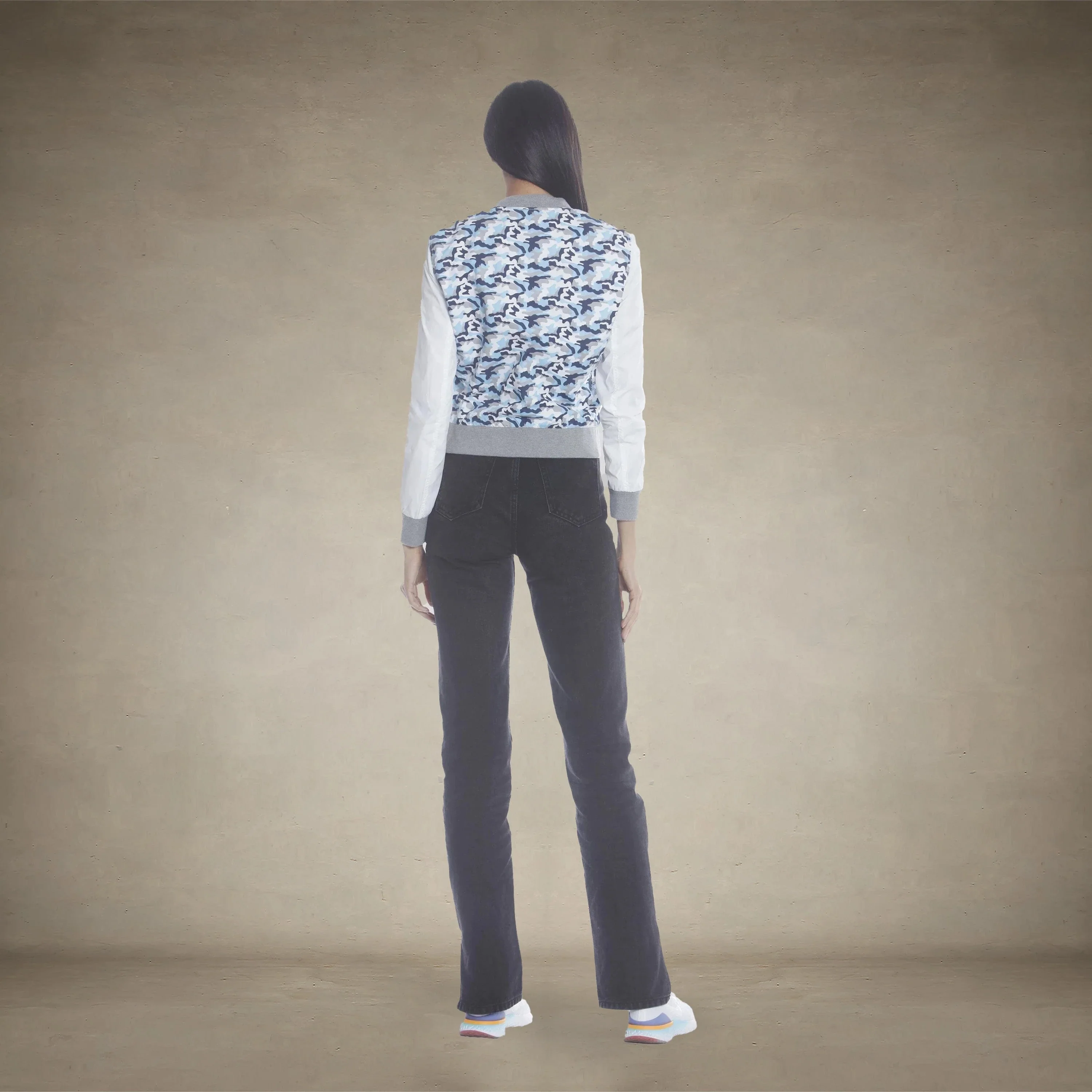 Women's Camouflage Baseball Jacket with Nylon Sleeves - FINAL SALE - Image 4