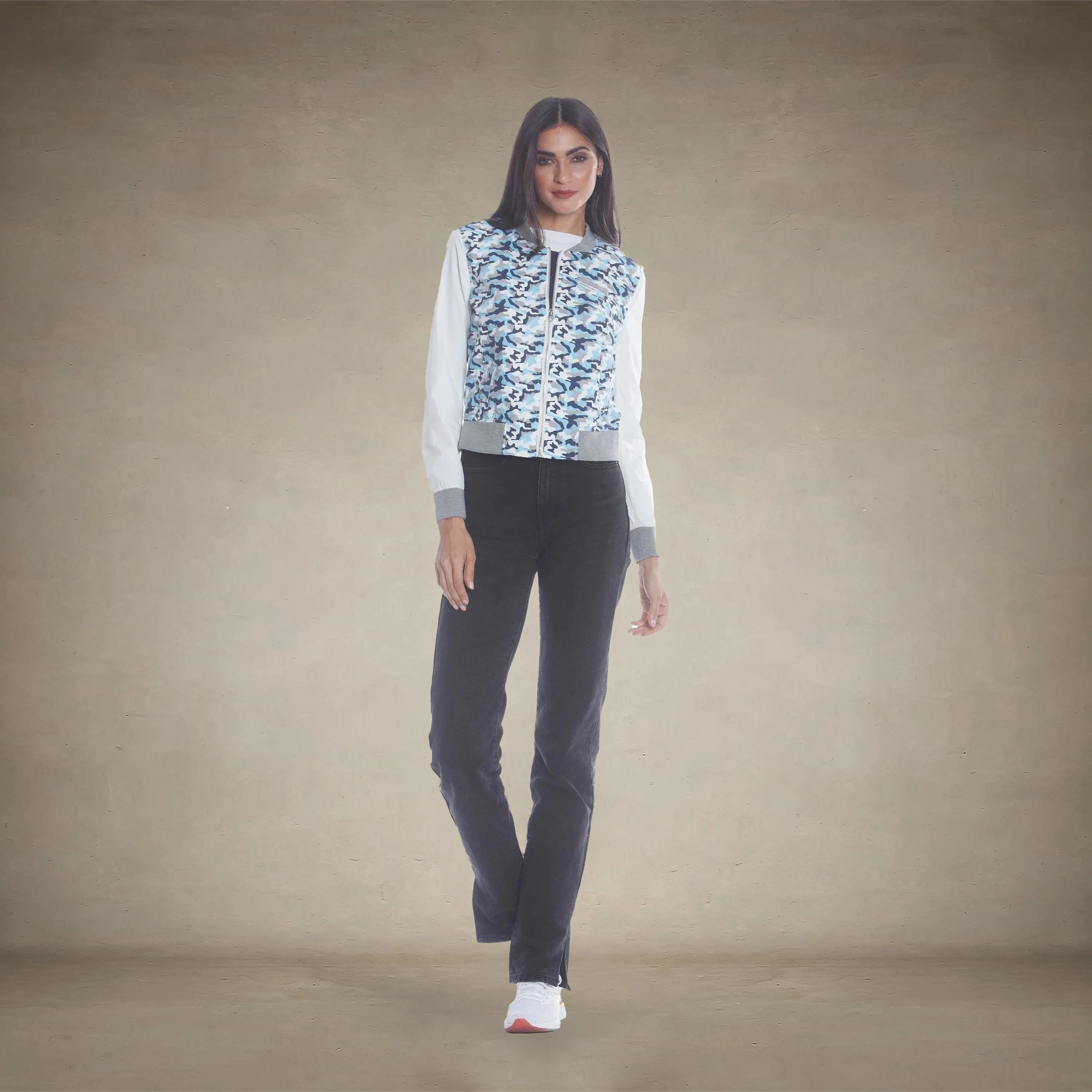 Women's Camouflage Baseball Jacket with Nylon Sleeves - FINAL SALE - Image 5