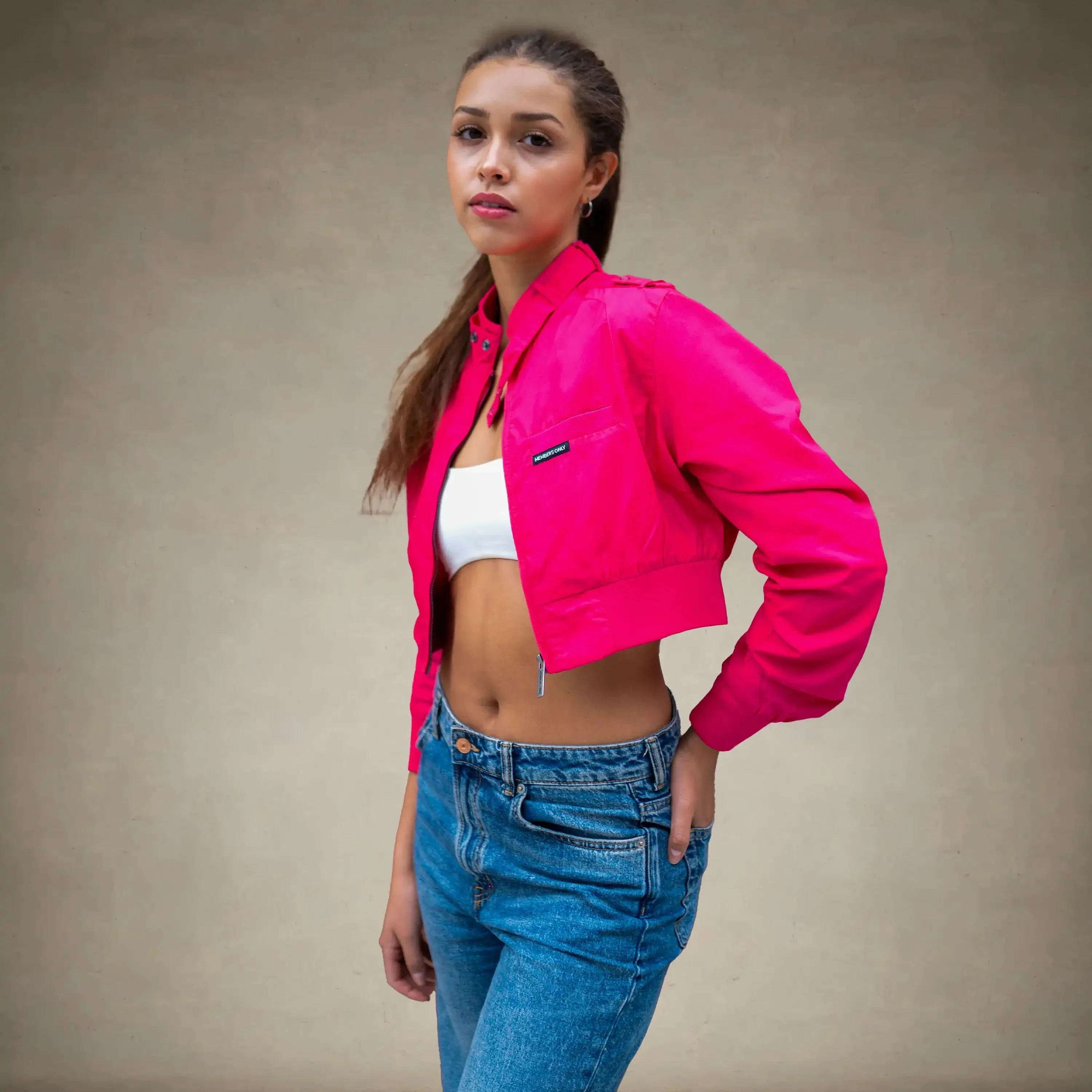 Women's Mini Cropped Racer Jacket - Image 19