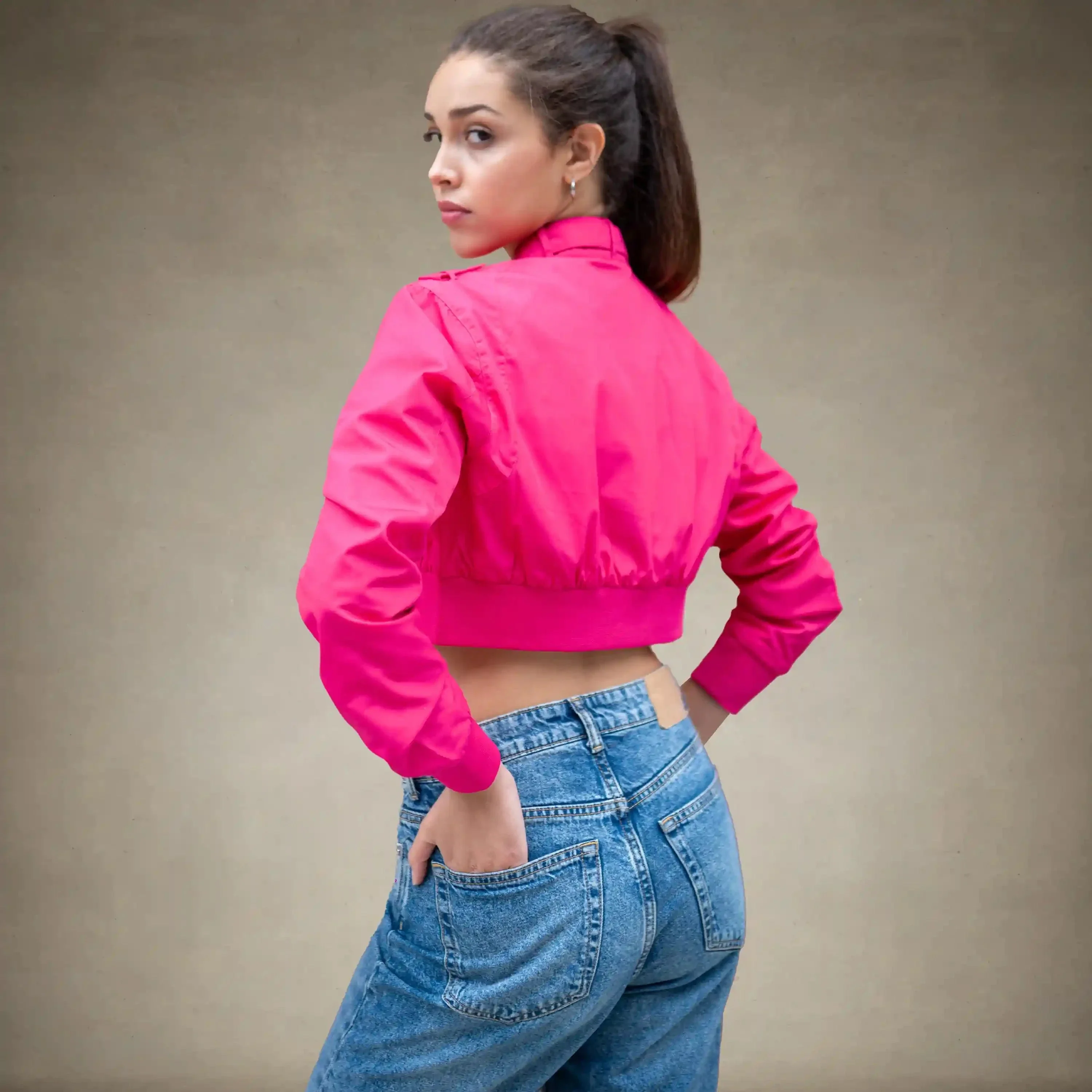 Women's Mini Cropped Racer Jacket - Image 21