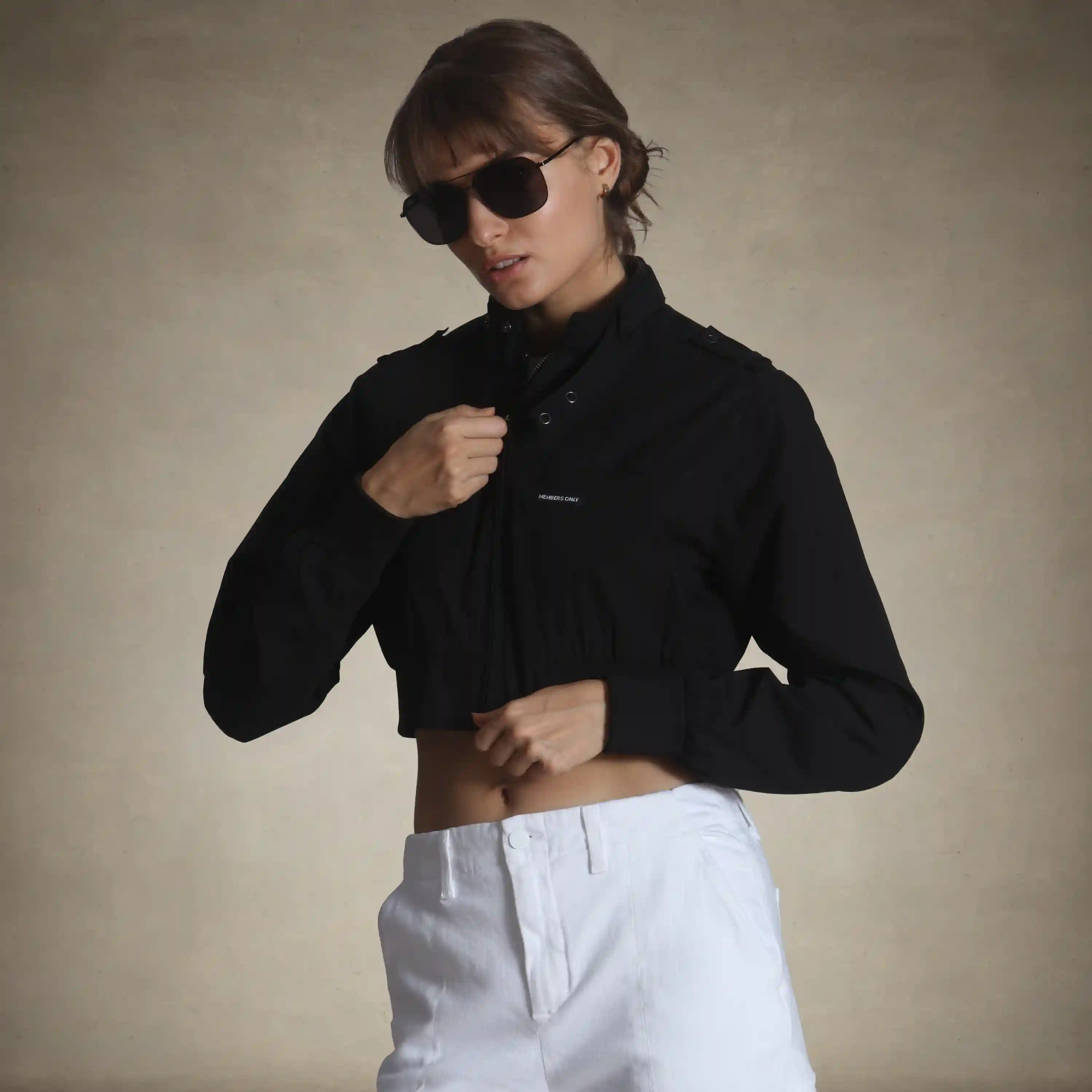 Women's Mini Cropped Racer Jacket - Image 42
