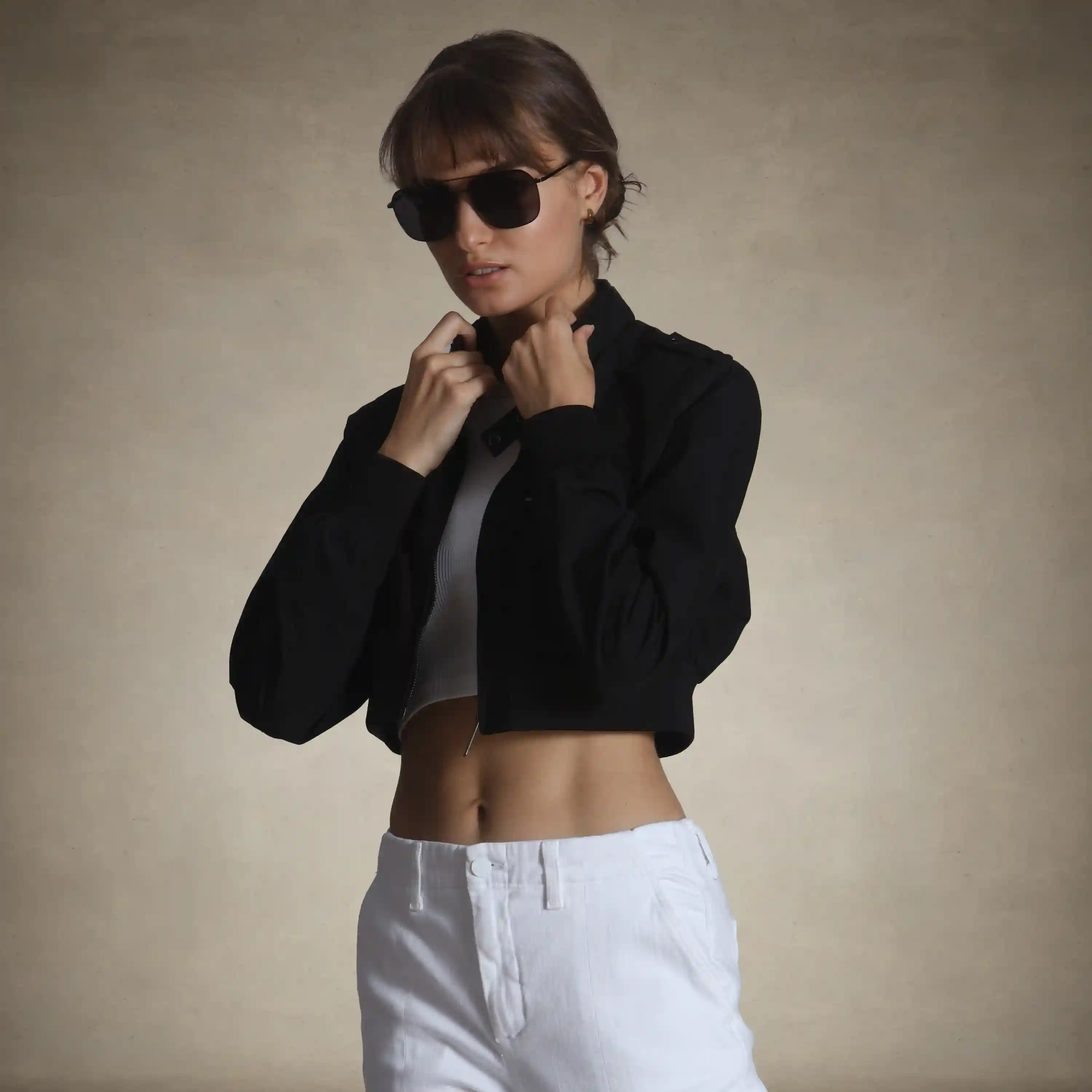 Women's Mini Cropped Racer Jacket - Image 43