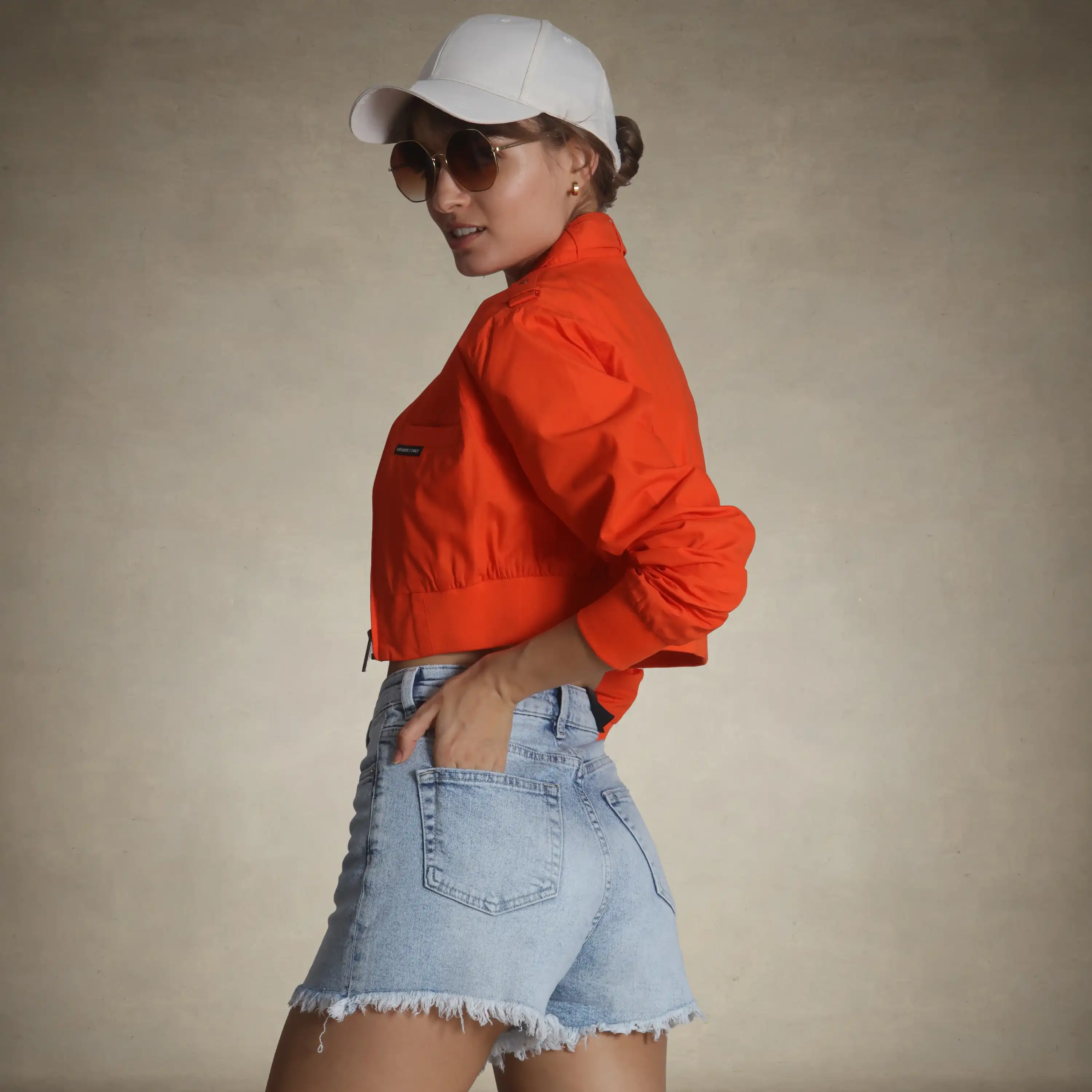 Women's Mini Cropped Racer Jacket - Image 49