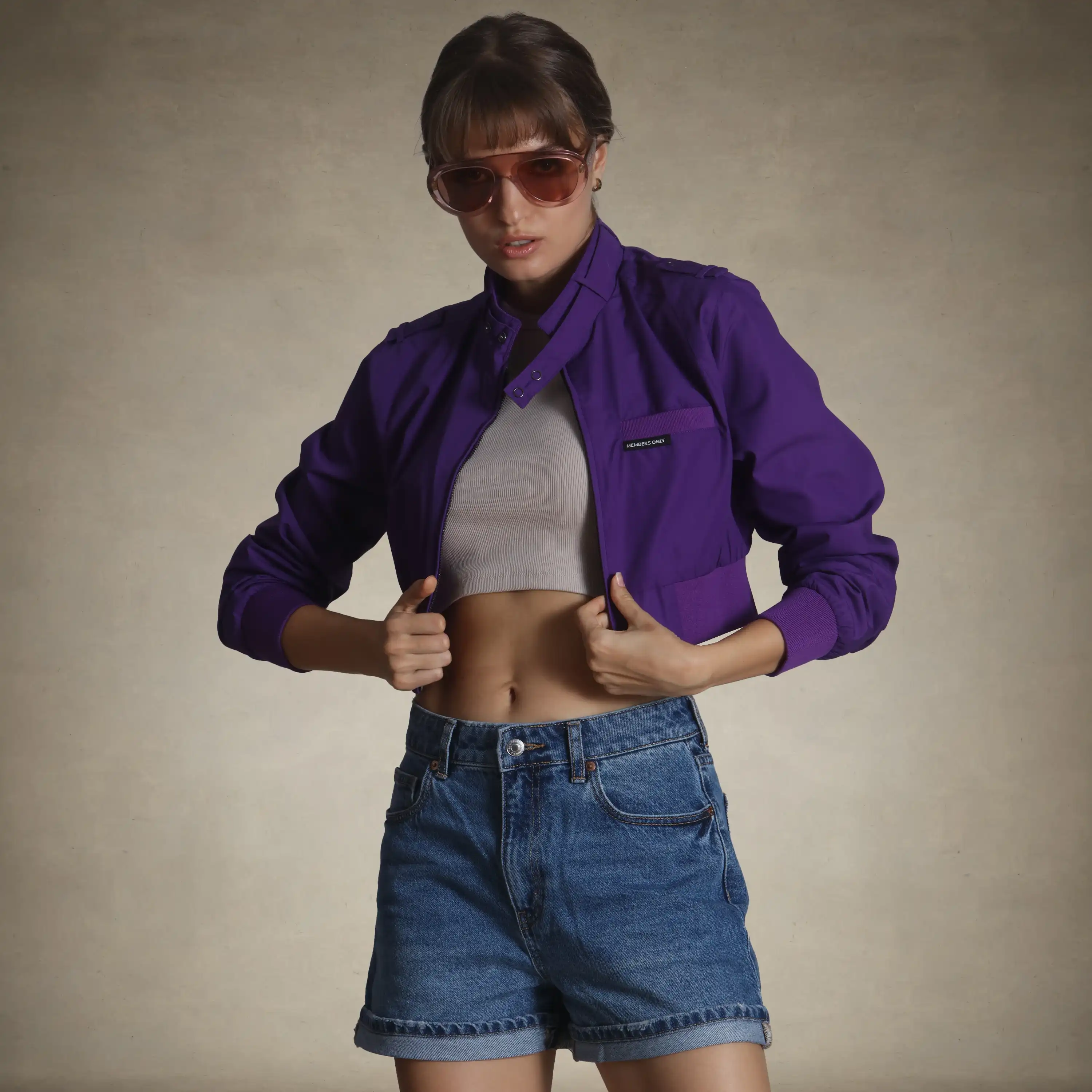 Women's Mini Cropped Racer Jacket - Image 52