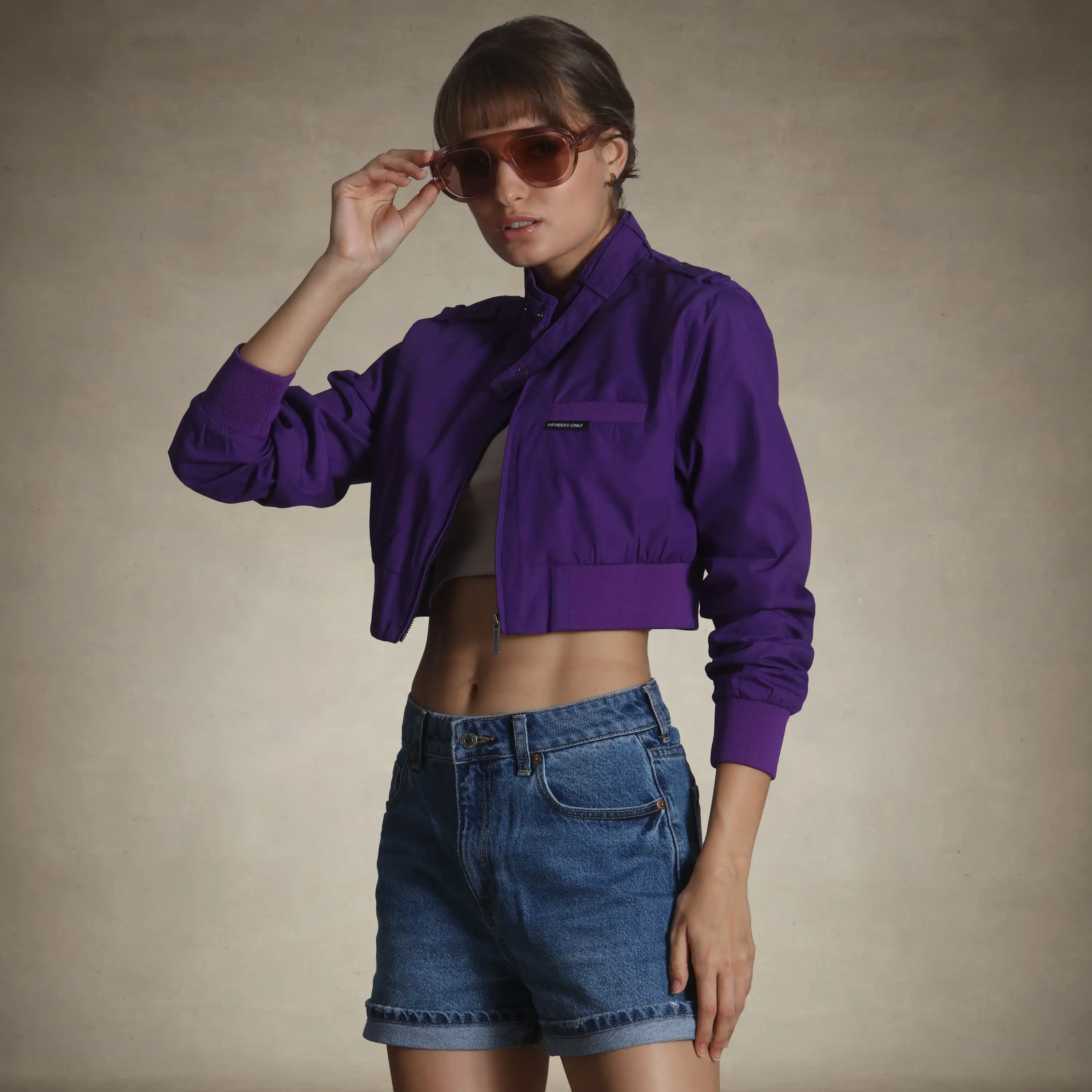 Women's Mini Cropped Racer Jacket - Image 53