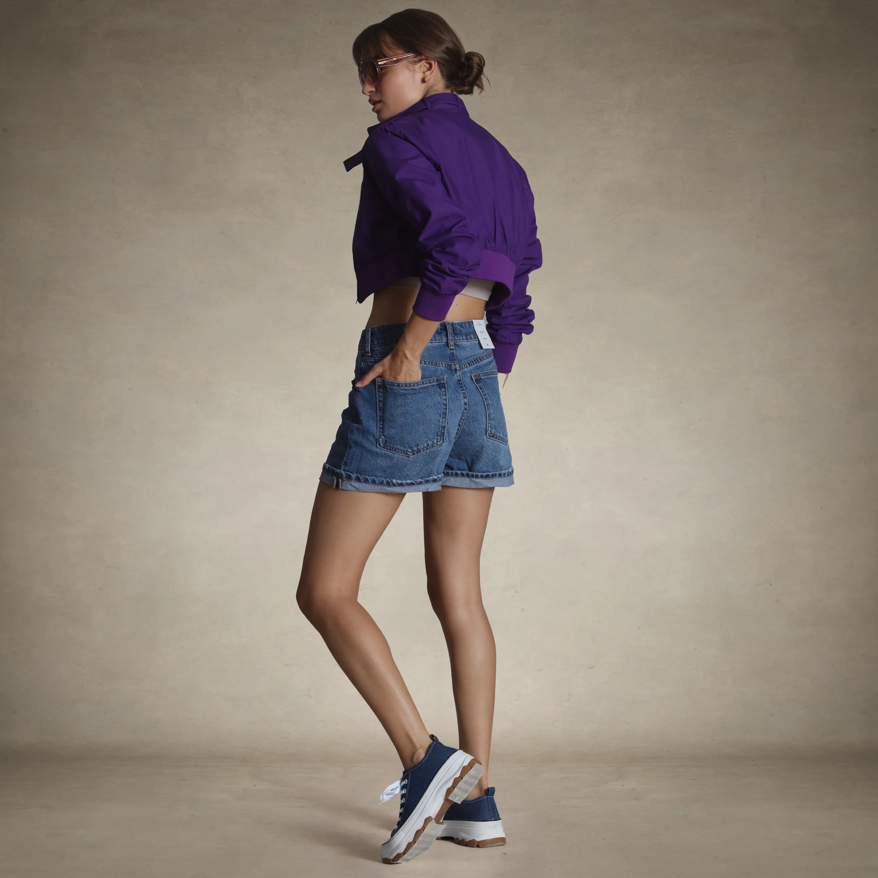 Women's Mini Cropped Racer Jacket - Image 56