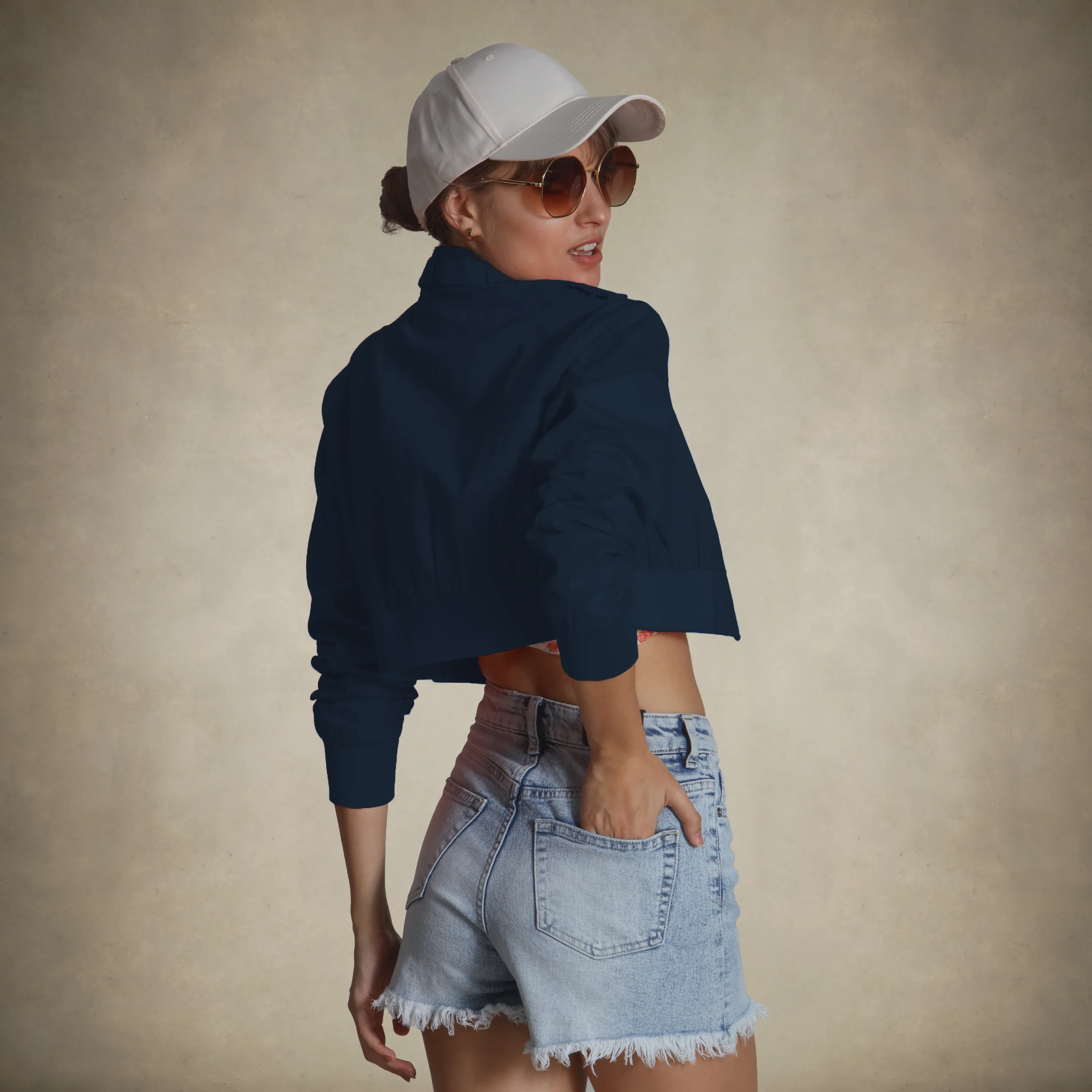 Women's Mini Cropped Racer Jacket - Image 61