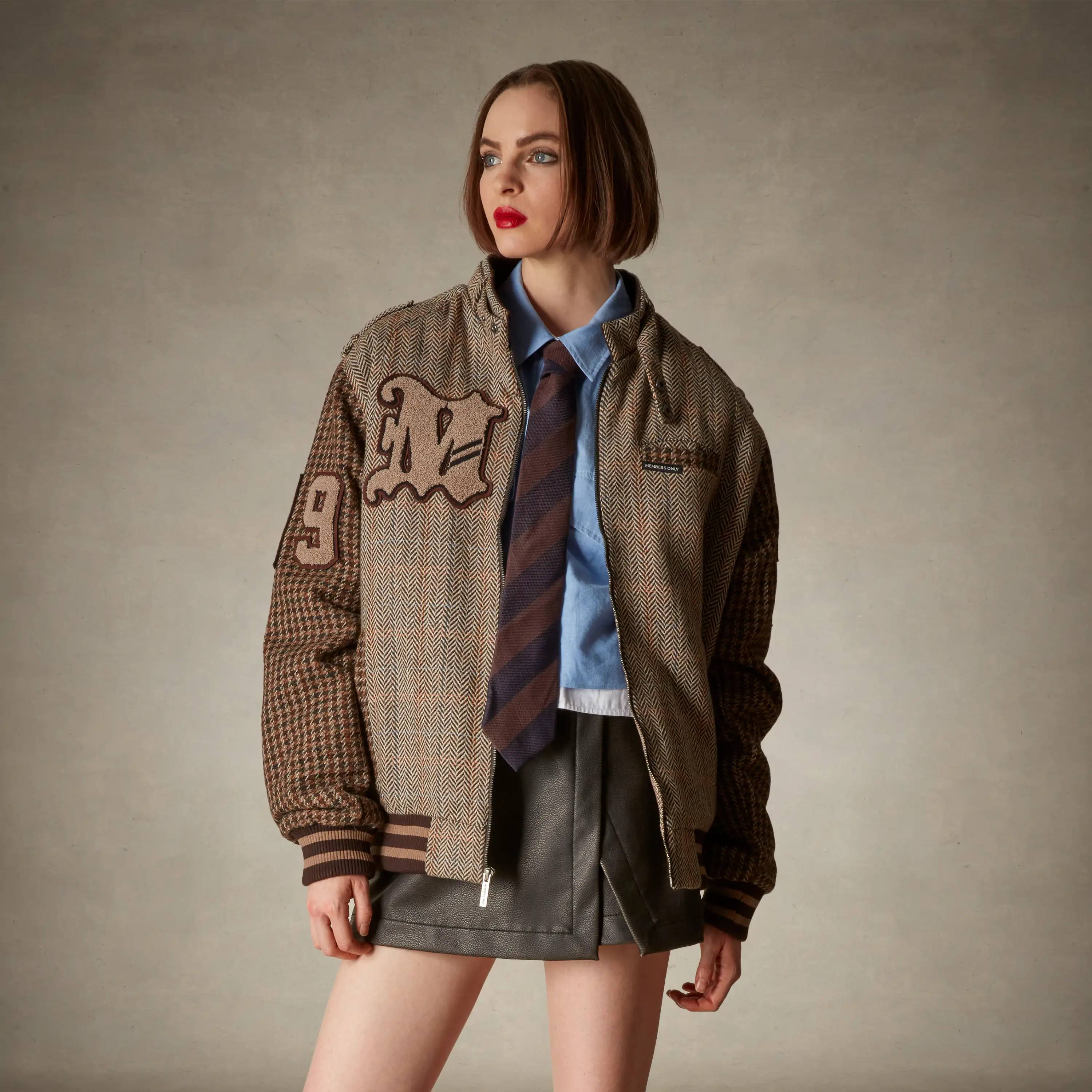 Women's Oversized Tweed Varsity Jacket - Image 5